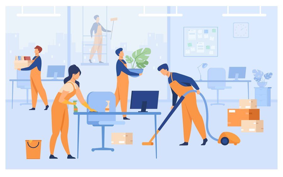 professional-janitors-working-office-isolated-flat-vector-illustration-cartoon-cleaning-team-washing-holding-stuff-removing-dust-using-vacuum-cleaner_74855-8544